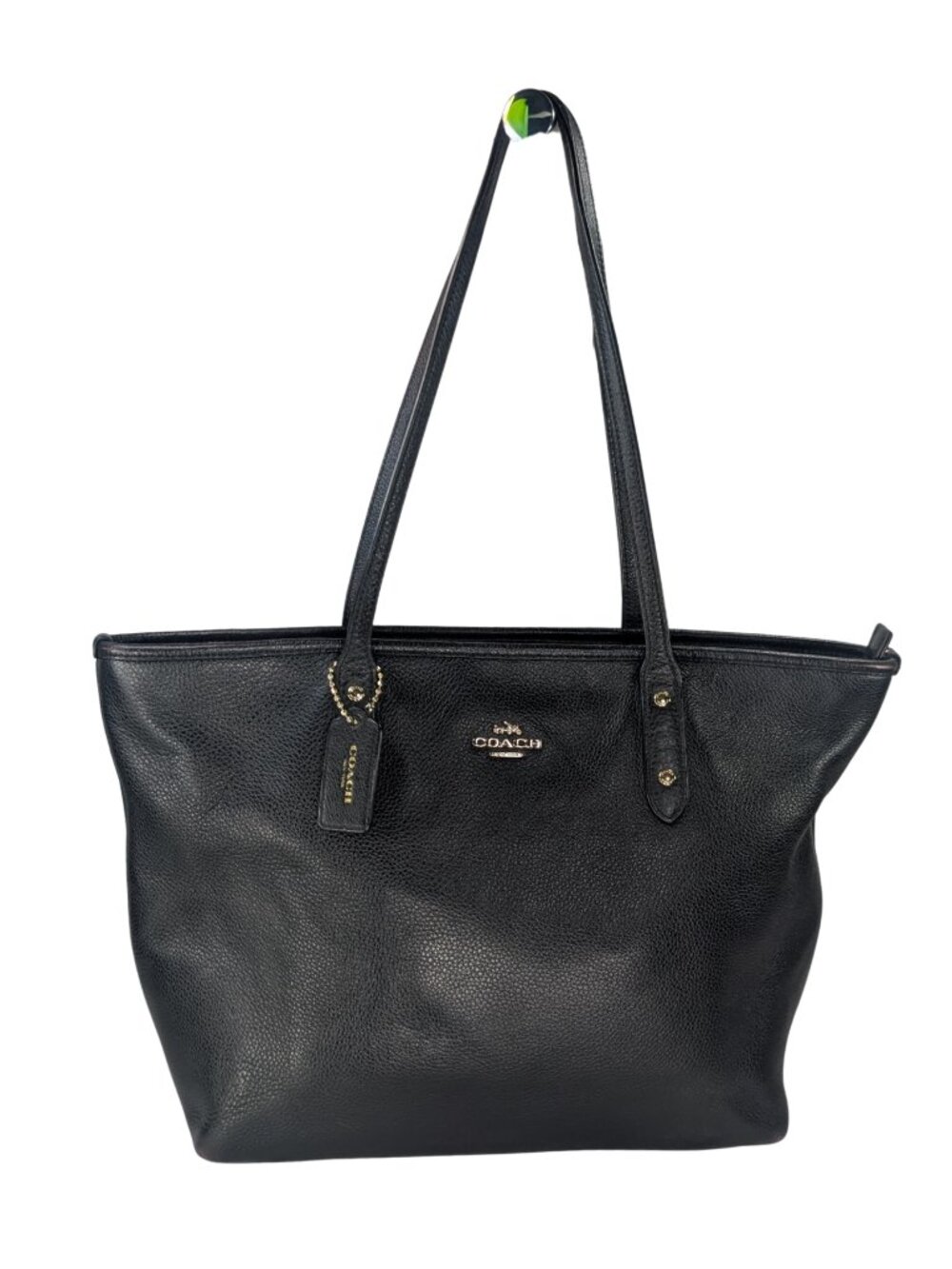 Coach Black Pebbled Leather Large Zip City Town Metro Gallery Tote F1561 READ